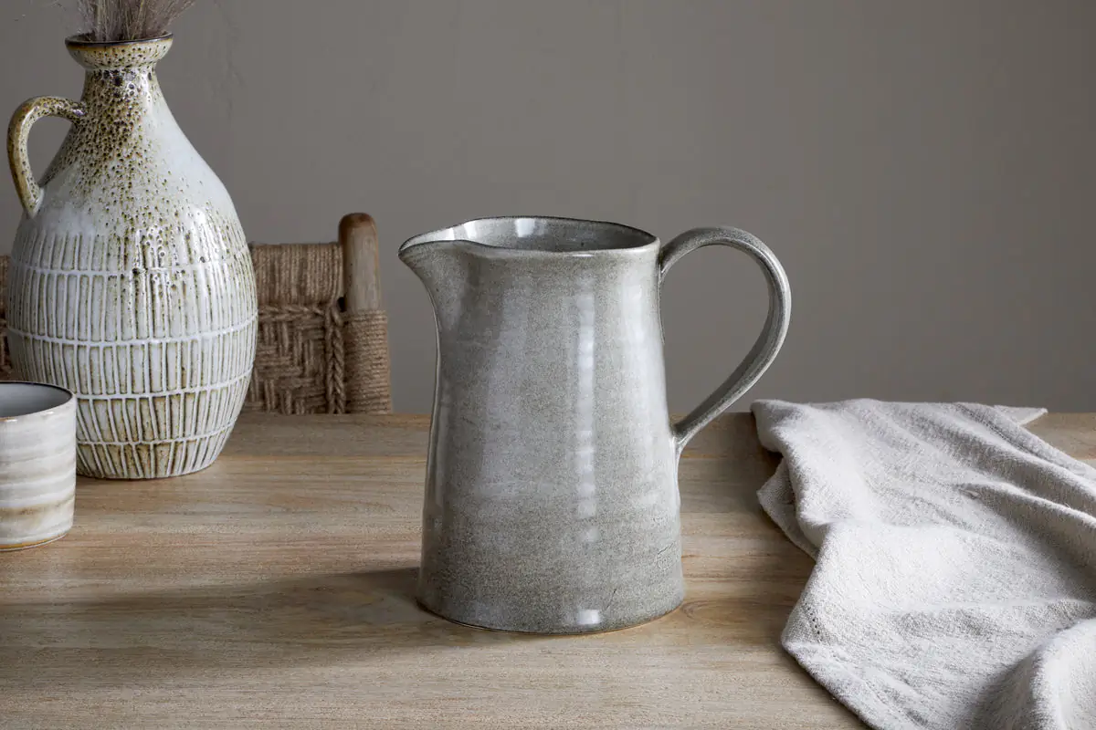 Nkuku - Valinha Earthenware Jug - Grey - Large