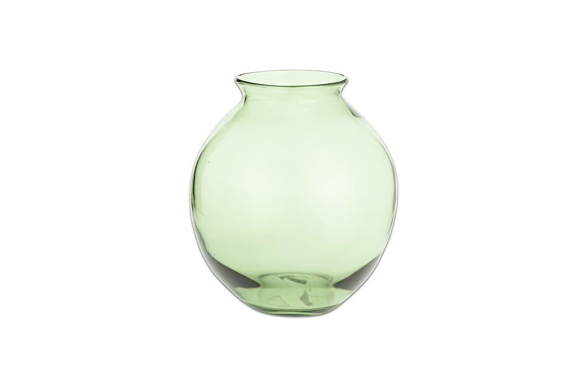 Nkuku - Vanita Glass Vase - Green - Wide