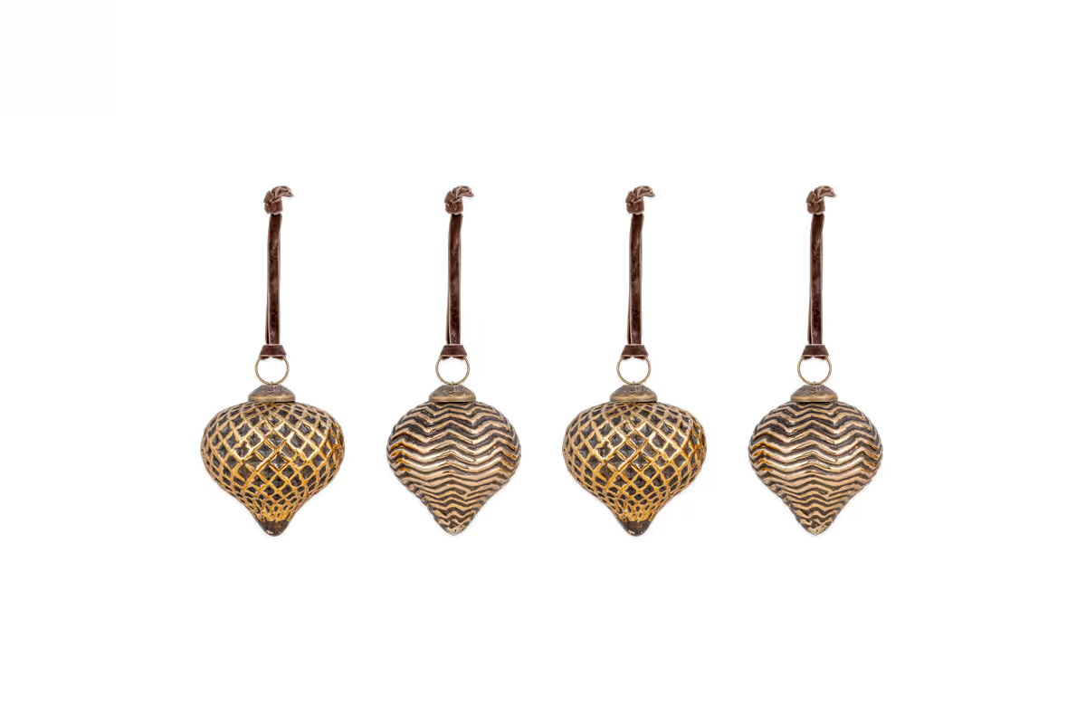 Nkuku - Varu Baubles - Black & Gold (Set of 4)