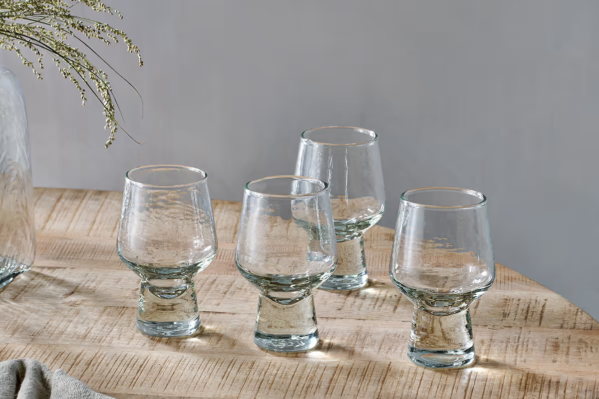 Nkuku - Visla Glass - Light Smoke (Set of 4)