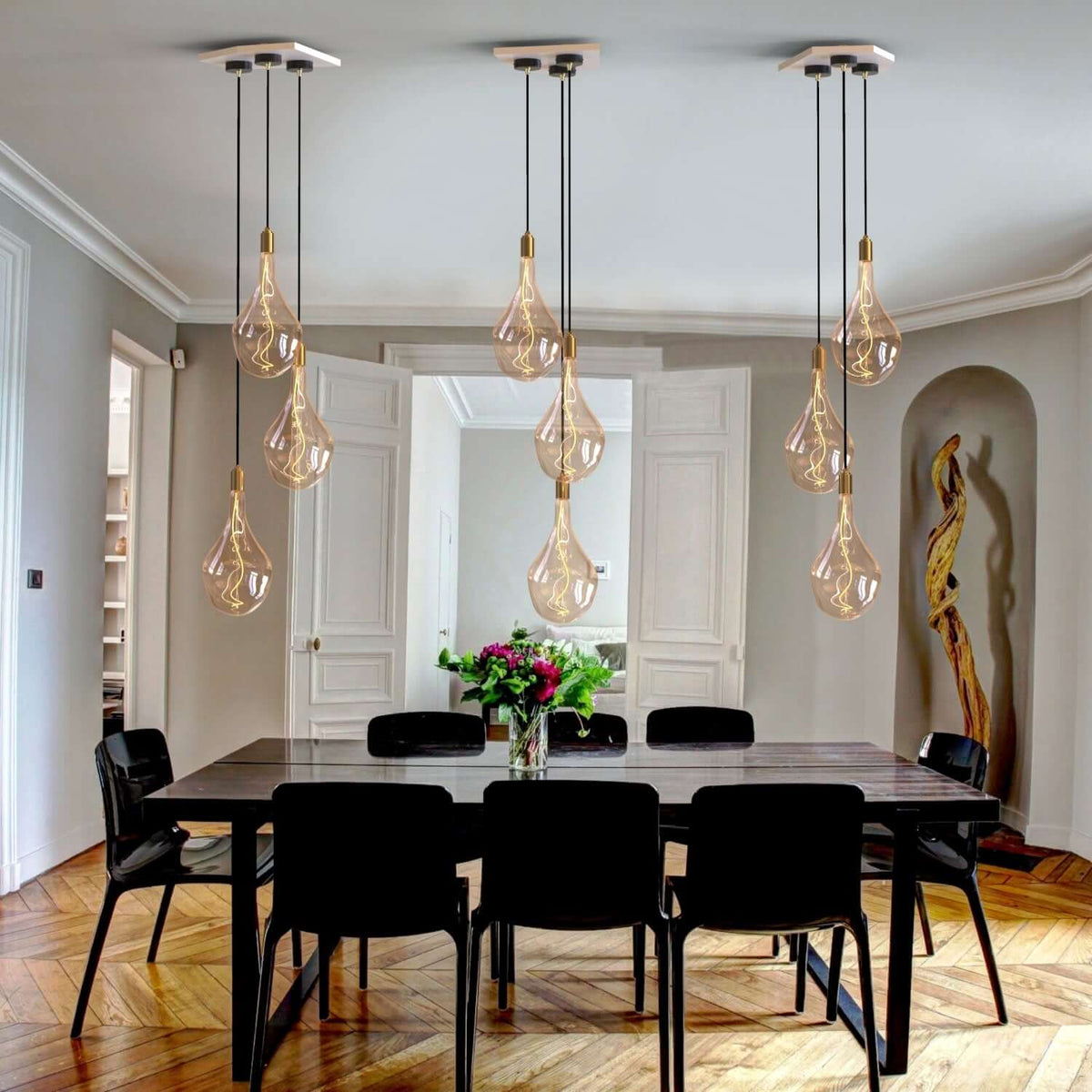 Tala Voronoi III Pendant Light in Brass - Set of 3
