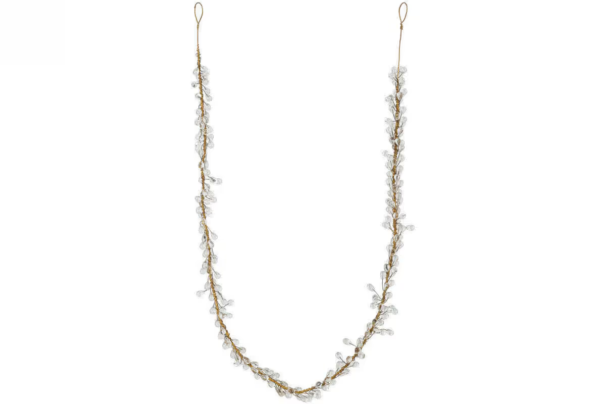 Nkuku - Danvi Glass Drop Garland - Brass & Clear