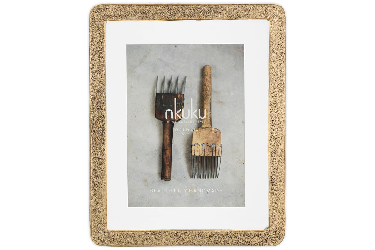 Nkuku - Jahala Wall Hung Photo Frame - Antique Brass - Large