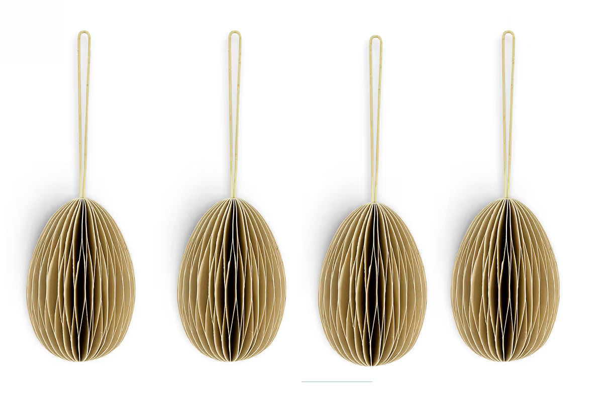 Nkuku - Piani Hanging Paper Decoration - Moss Green - Set of 4