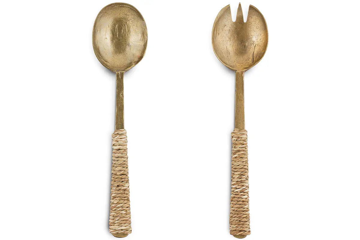 Nkuku - Abani Salad Servers - Antique Brass