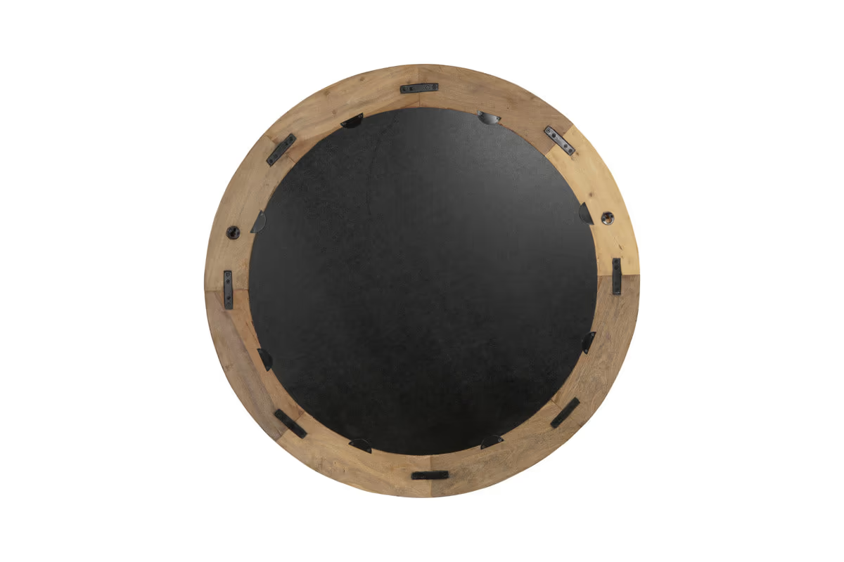 Nkuku -  Ibo Reclaimed Wood Round Mirror - Natural - Large