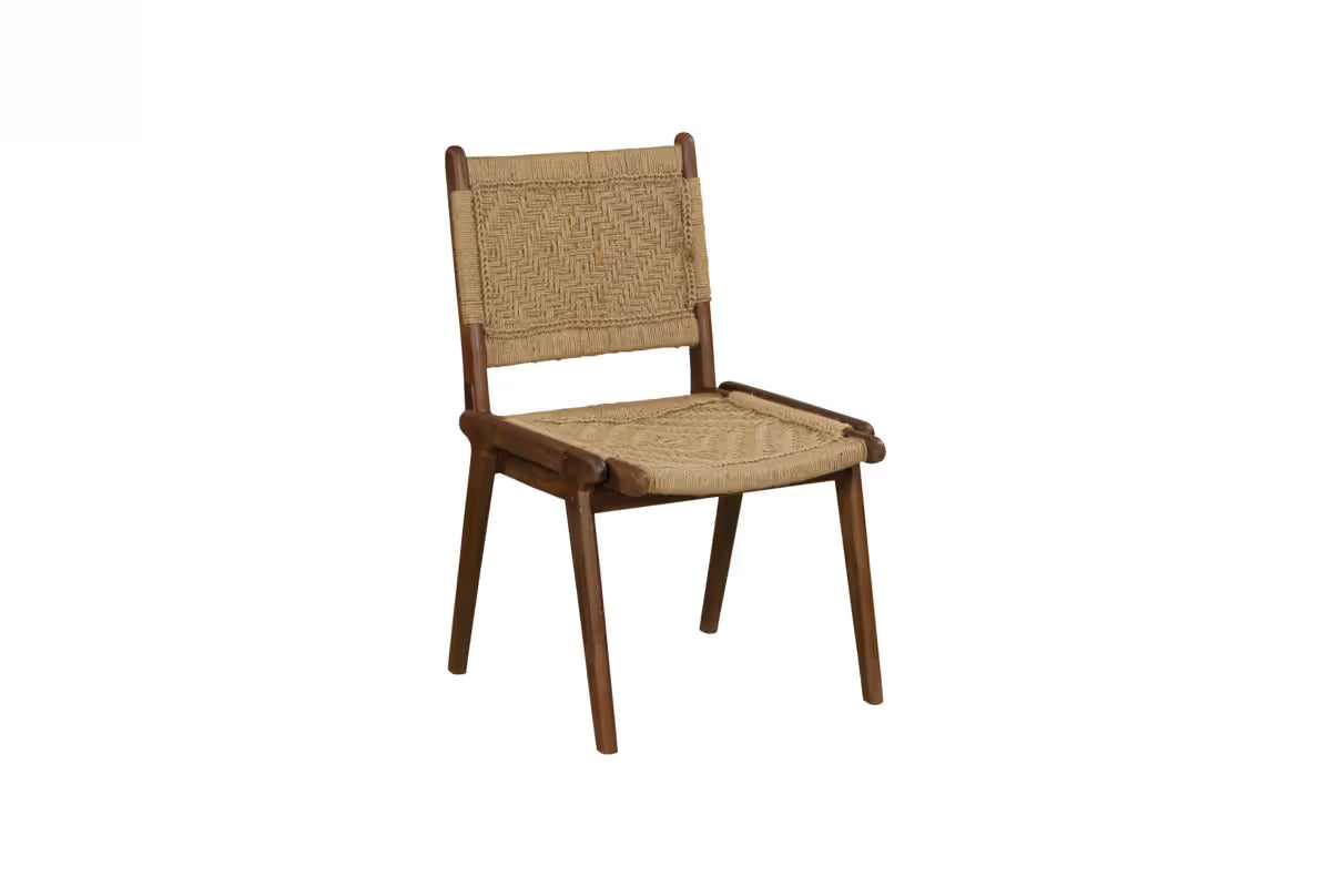 Nkuku - Vinay Jute & Wood Woven Dining Chair - Chocolate Brown