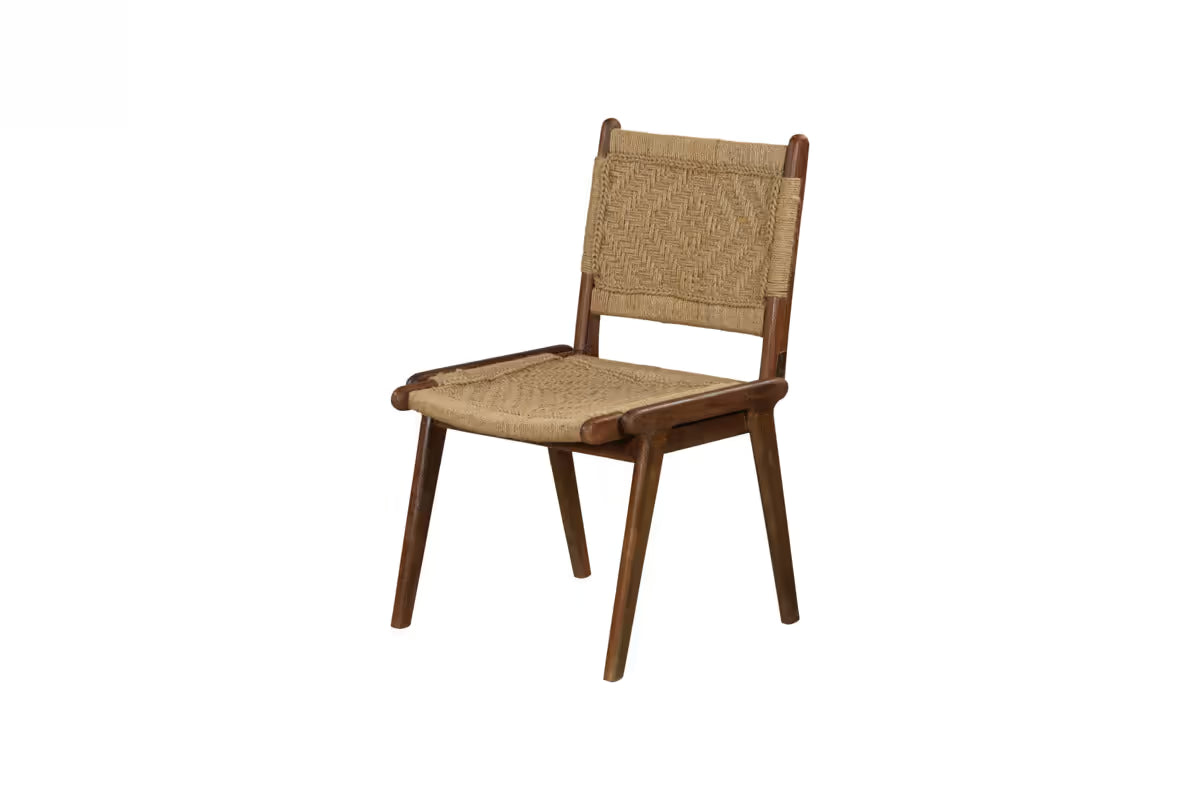Nkuku - Vinay Jute & Wood Woven Dining Chair - Chocolate Brown
