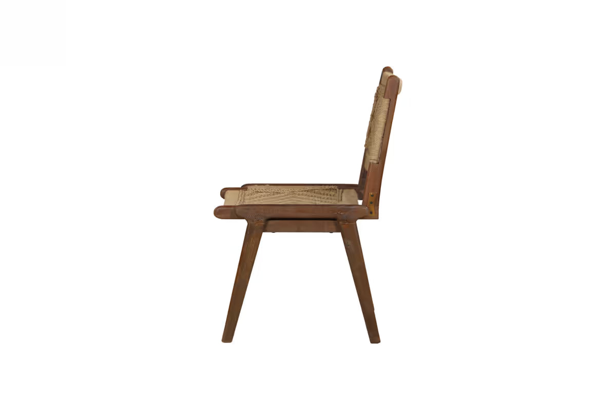 Nkuku - Vinay Jute & Wood Woven Dining Chair - Chocolate Brown