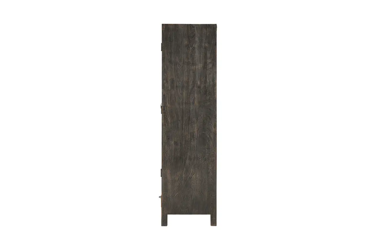 Nkuku - Valin Mango Wood & Glass Cabinet - Charcoal - Tall