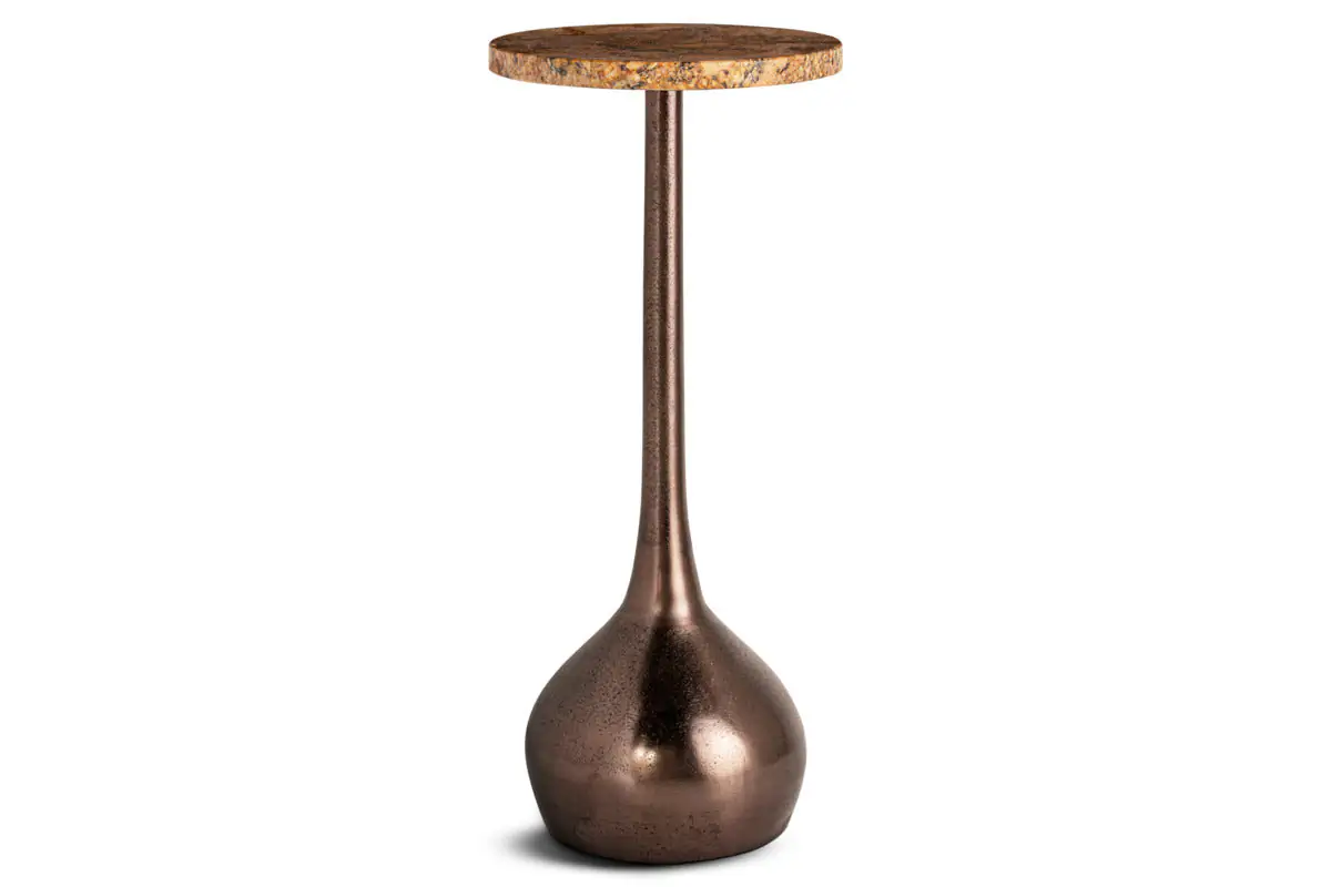 Nkuku - Israj Marble & Cast Metal Side Table - Aged Black