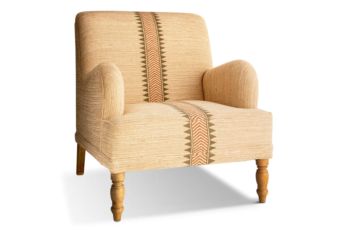 Nkuku - Zairya Jute & Cotton Armchair - Natural & Rust