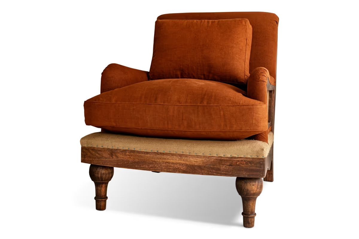 Nkuku - Abe Linen Deconstructed Armchair - Rust