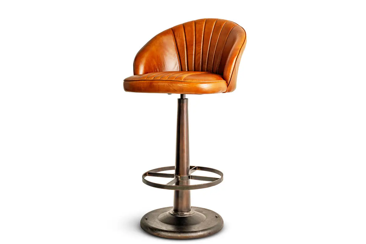 Nkuku - Lal Leather Swivel Counter Chair - Aged Tan