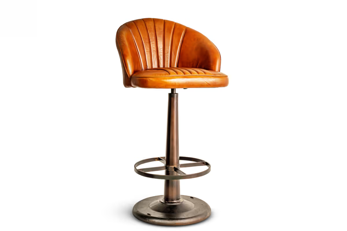 Nkuku - Lal Leather Swivel Counter Chair - Aged Tan
