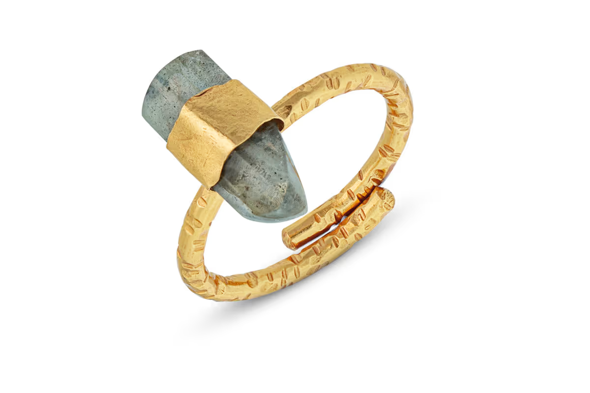 Nkuku - Darti Labradorite Ring - Gold
