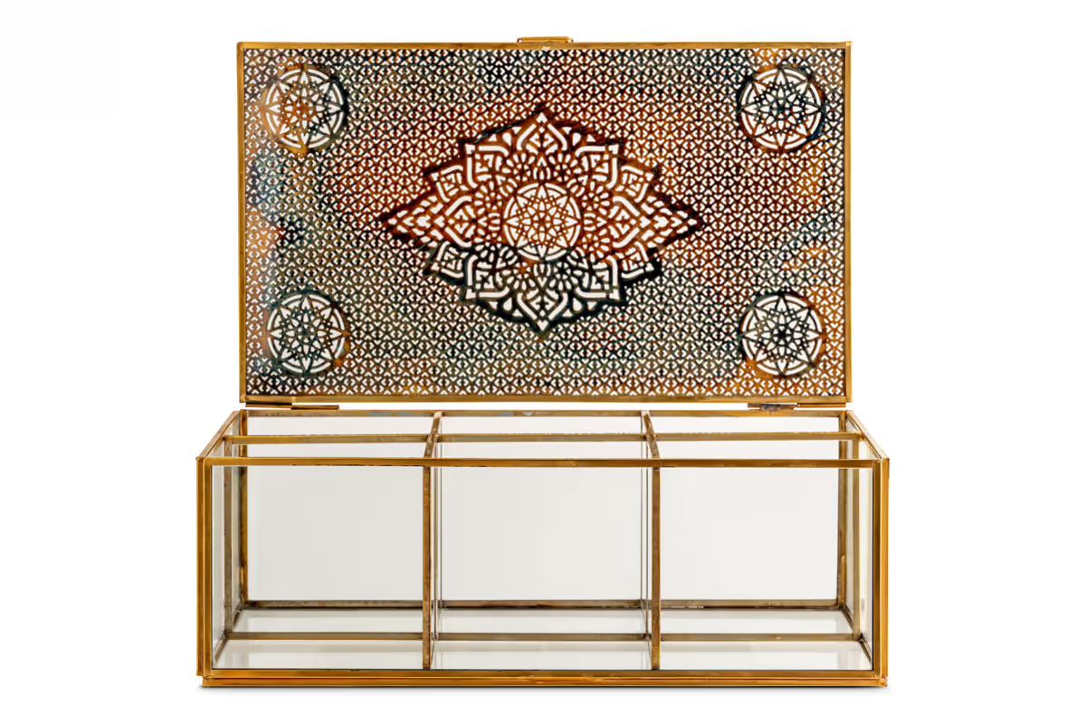 Nkuku - Kijang Jewellery Box - Brass & Clear - Large