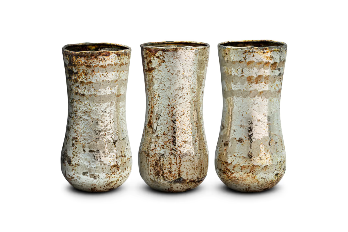 Nkuku - Rumi Recycled Glass Mini Vases - Silver Rust - (Set of 3)