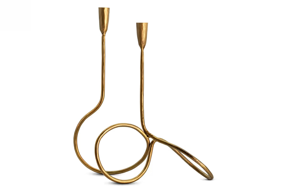 Nkuku - Ayee Twisted Candle Holder - Brass - Without Candle