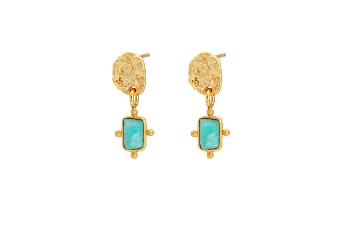Nkuku - Ebbe Amazonite Earrings - Gold
