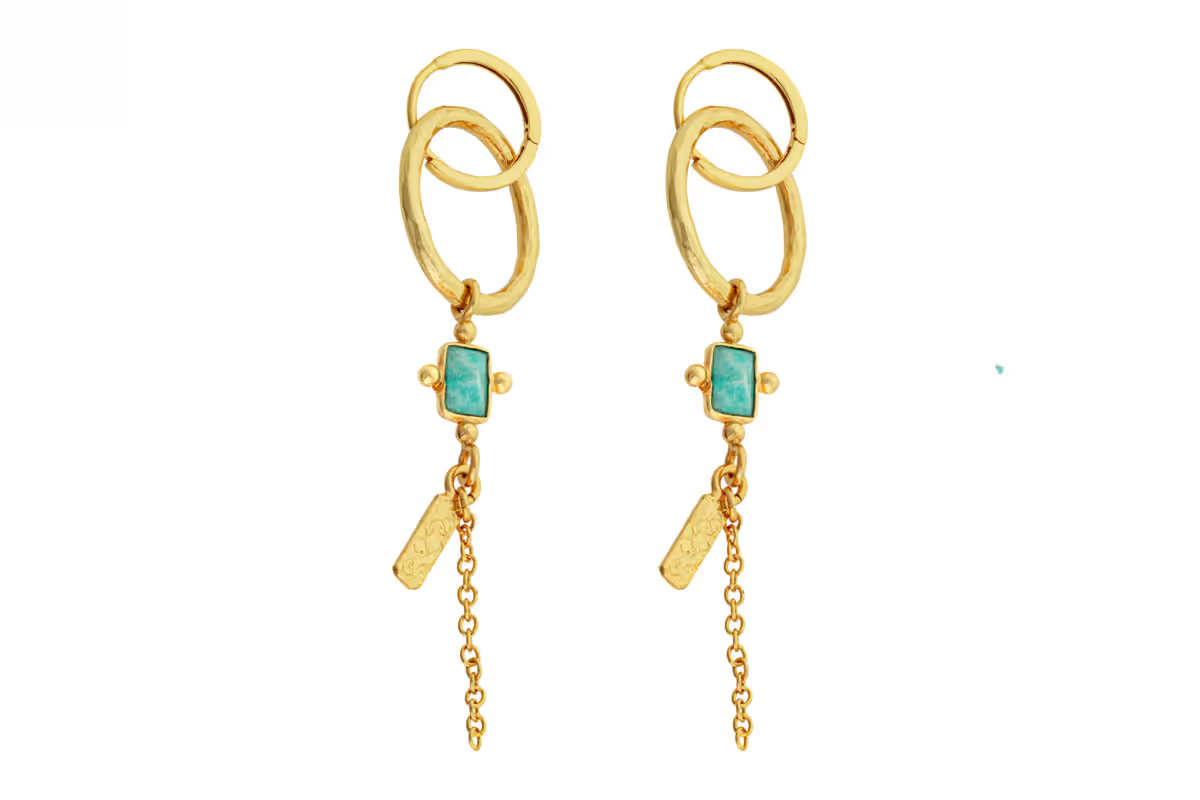 Nkuku - Tumari Amazonite Earrings - Gold