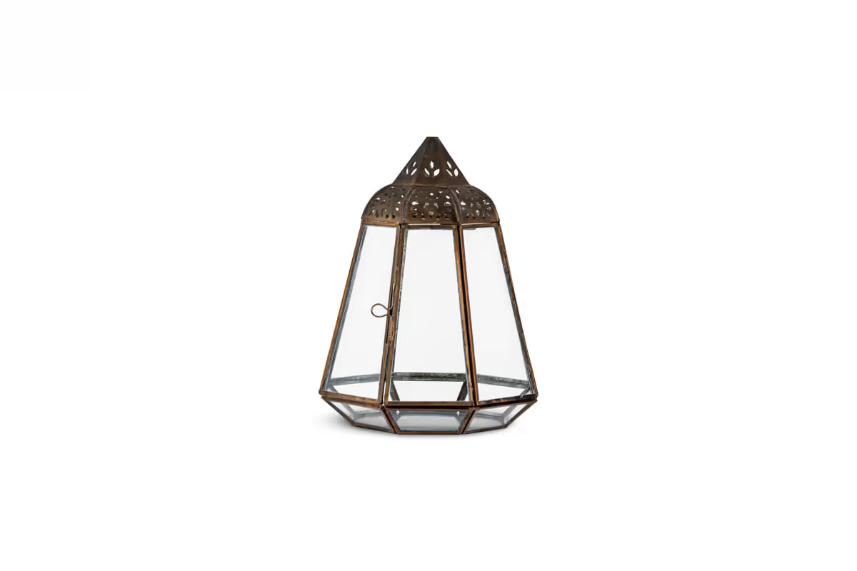 Nkuku - Nyiruan Lantern - Brass & Clear - Small - Without Candle