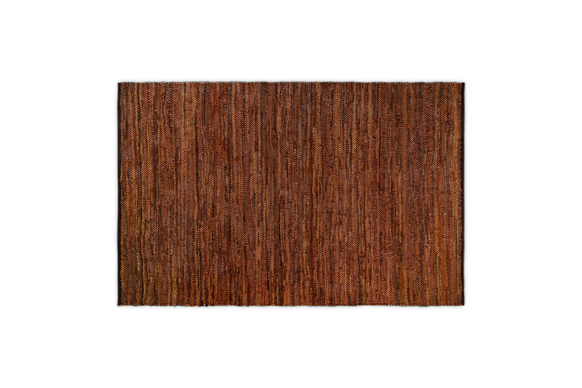 Nkuku - Ele Handwoven Recycled Leather Rug - Tan