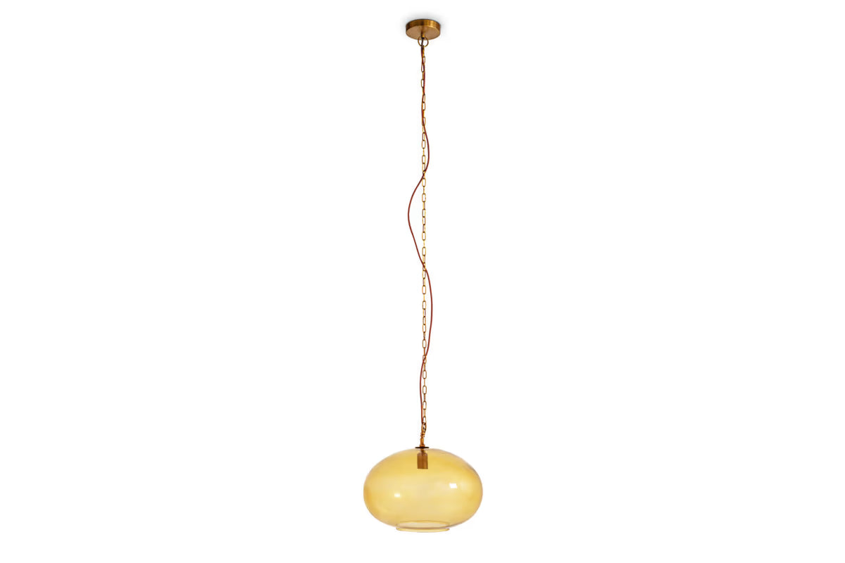 Nkuku - Otoro Recycled Glass Pendant - Honey - Large Round