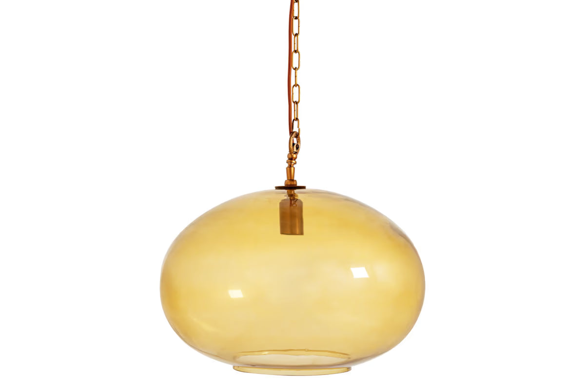 Nkuku - Otoro Recycled Glass Pendant - Honey - Large Round