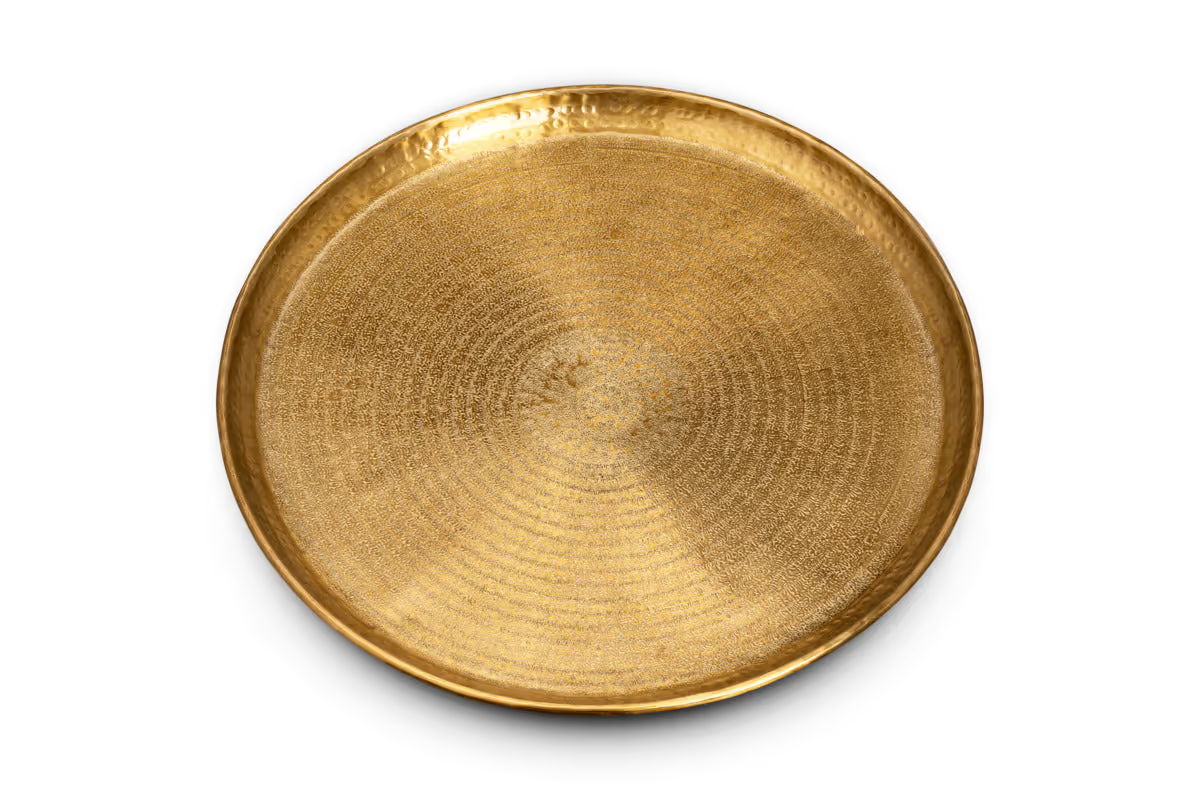 Nkuku - Dhanya Round Tray - Antique Brass - Small