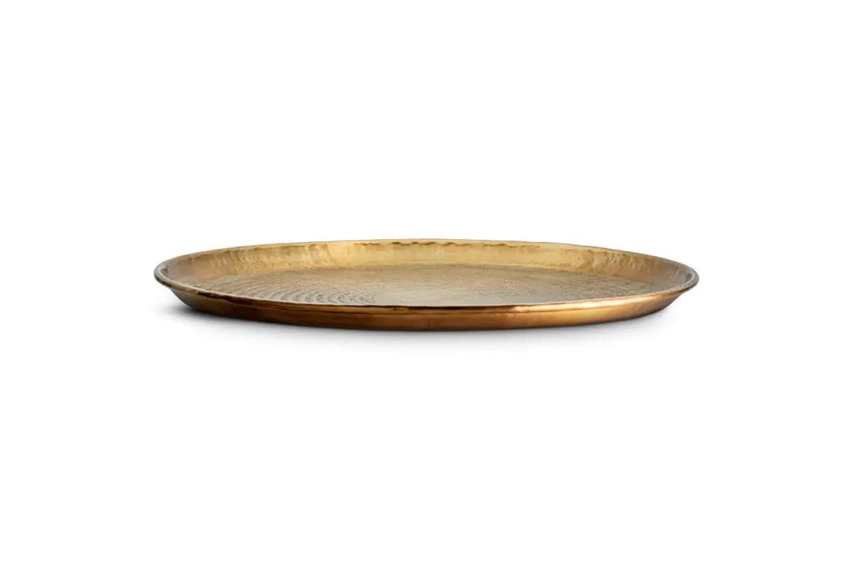 Nkuku - Dhanya Round Tray - Antique Brass - Small