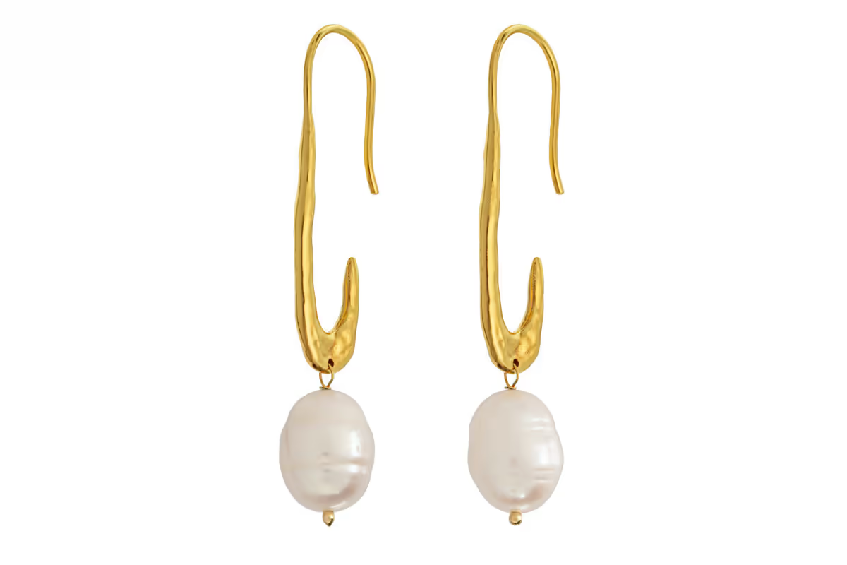 Nkuku - Omi White Pearl Earrings - Gold