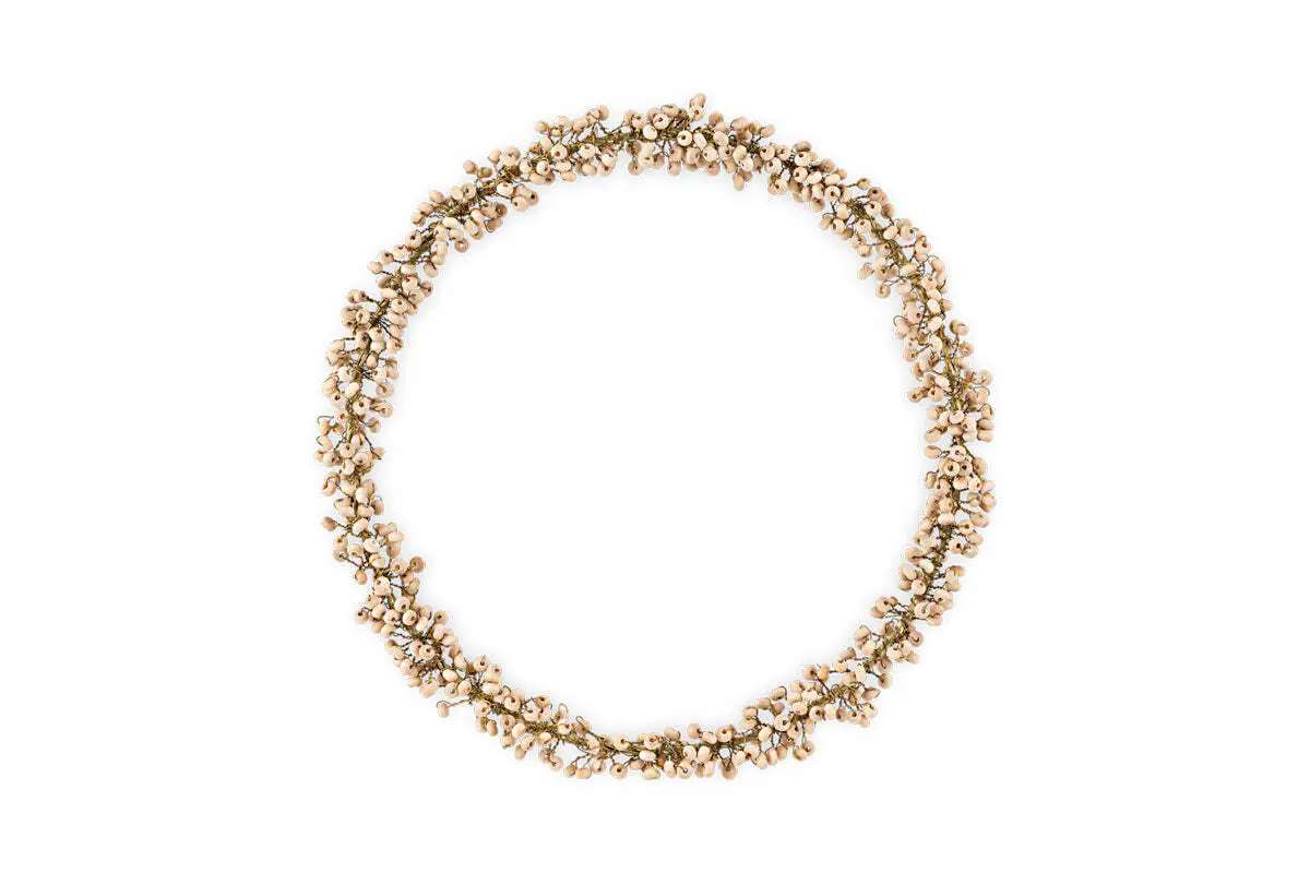 Nkuku - Tanu Mango Wood Beaded Wreath - Brass & Natural