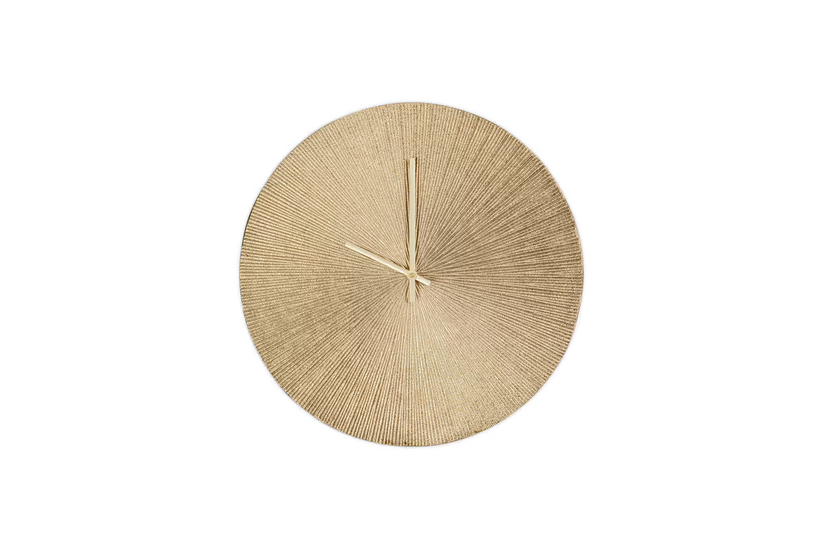Nkuku - Zuwena Etched Wall Clock - Antique Brass - Small