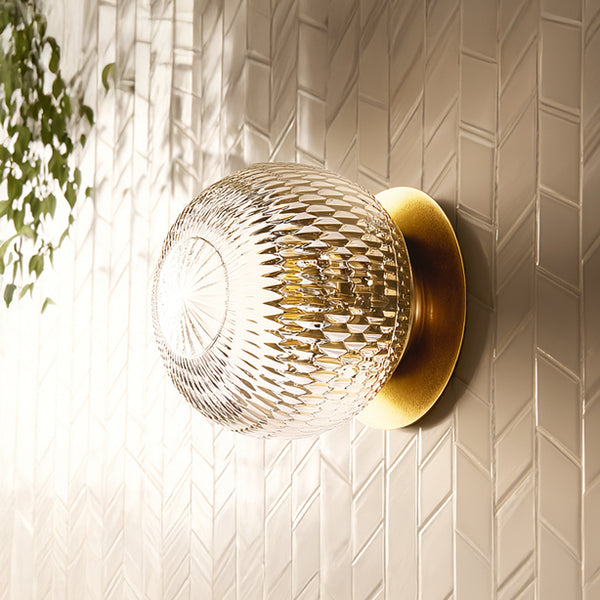 Pooky - Smaller Burgh Ip54 Wall Light - Glass And Brass