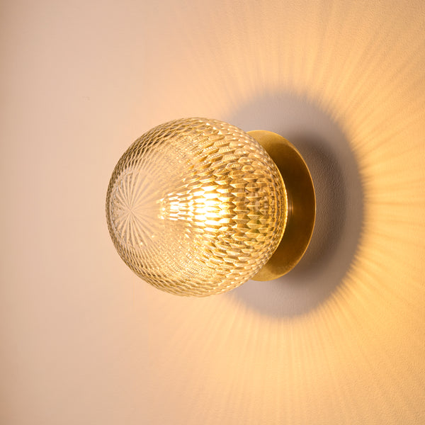 Pooky - Smaller Burgh Ip54 Wall Light - Glass And Brass