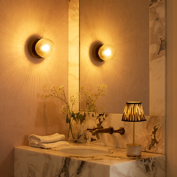 Pooky - Smaller Burgh Ip54 Wall Light - Glass And Brass