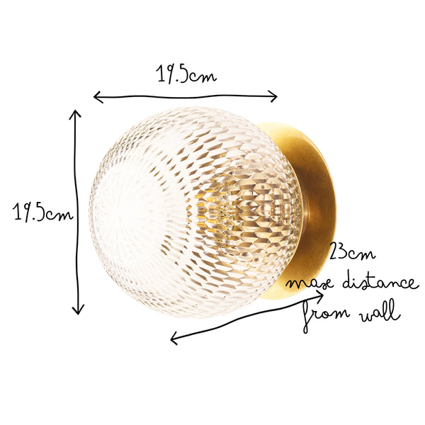Pooky - Larger Burgh Ip54 Wall Light - Glass And Brass