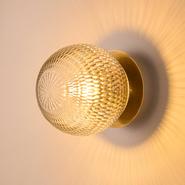 Pooky - Larger Burgh Ip54 Wall Light - Glass And Brass
