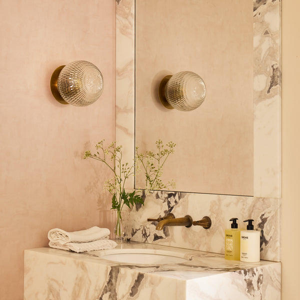 Pooky - Larger Burgh Ip54 Wall Light - Glass And Brass