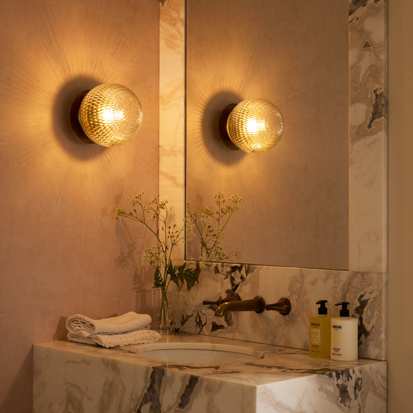 Pooky - Larger Burgh Ip54 Wall Light - Glass And Brass