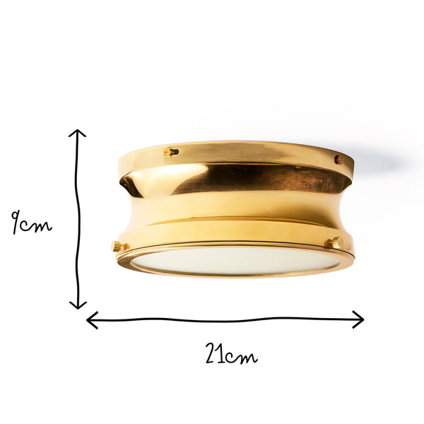 Pooky - Blanchard ip44 Flush Ceiling Light - Brass and Glass