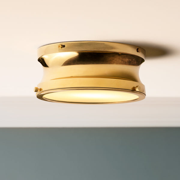 Pooky - Blanchard ip44 Flush Ceiling Light - Brass and Glass