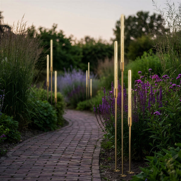 Pooky - Bullrush ip67 Spike Lights - Brass and Glass