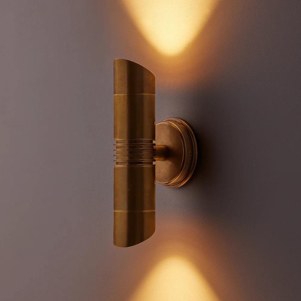 Pooky Blythe IP54 Up and Down Wall Light in Aged Brass