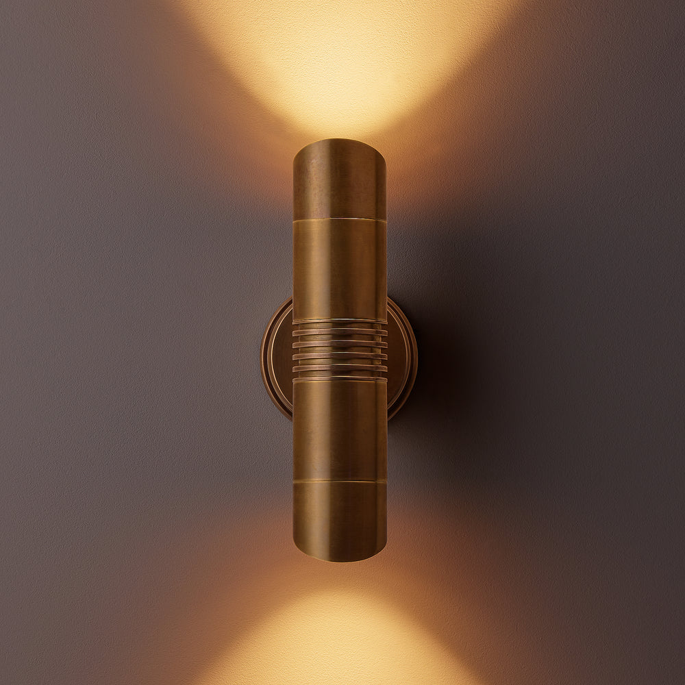 Pooky Blythe IP54 Up and Down Wall Light in Aged Brass