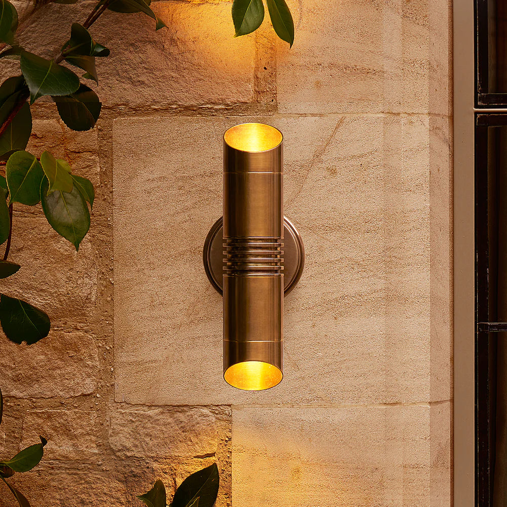 Pooky Blythe IP54 Up and Down Wall Light in Aged Brass