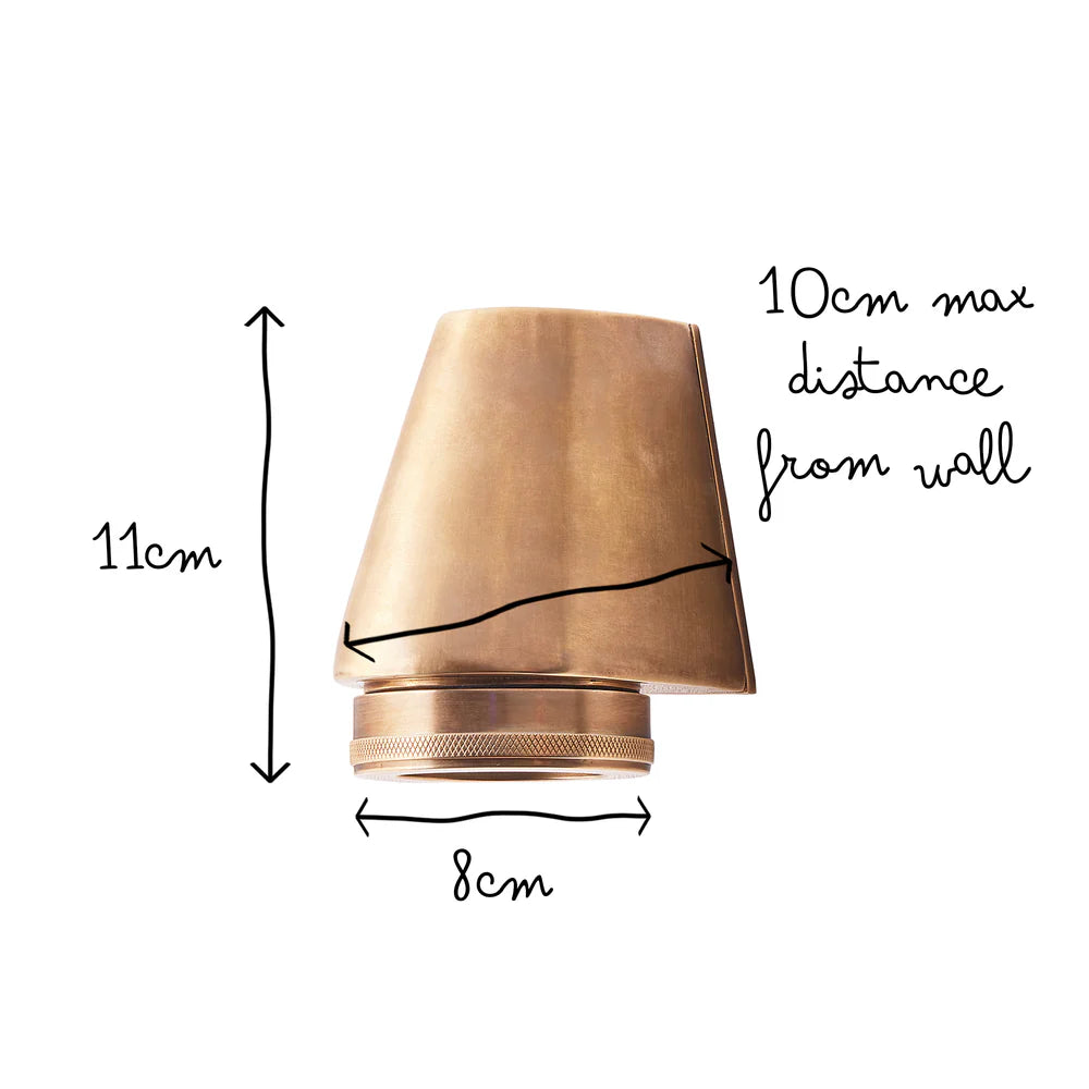 Pooky Bowditch IP54 Mast Wall Light in Aged Brass