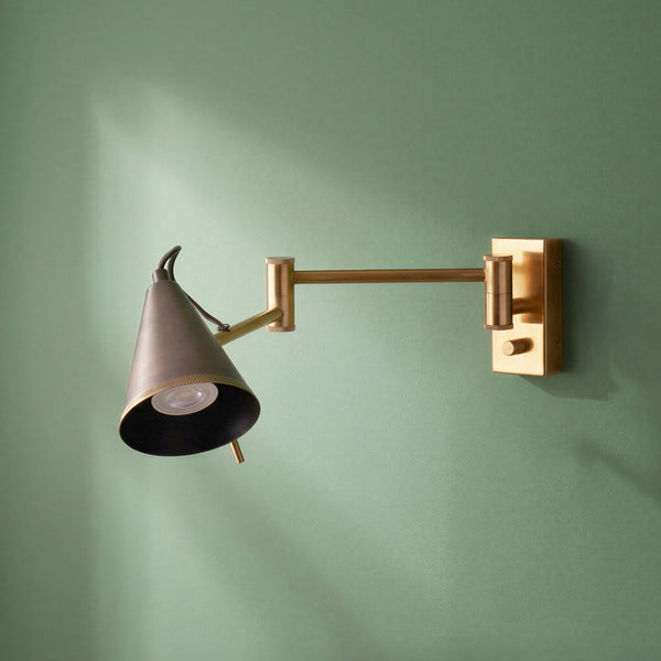 Pooky - Conrad Articulated Wall Light - Brass with Bronze Hood