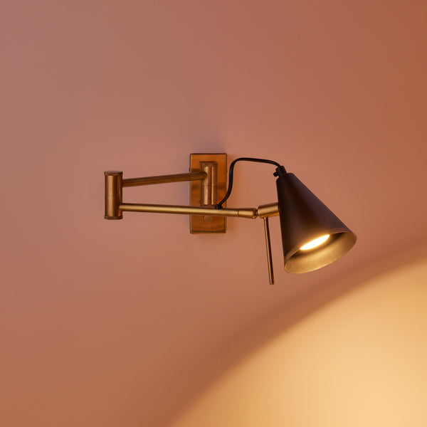 Pooky - Conrad Articulated Wall Light - Brass with Bronze Hood